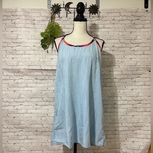 Judith March Chambray Serape Rainbow Trim Cami Mini Dress